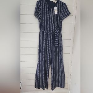 MICHAEL KORS New with Tags navy blue and white striped jumpsuit.